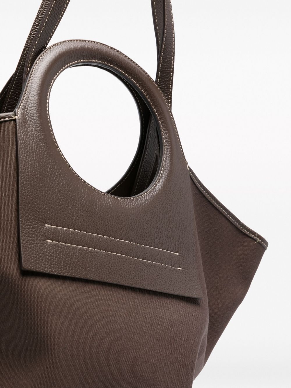 Shop Hereu Small Cala Leather Tote Bag In Brown