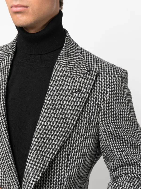 Single-Breasted Houndstooth Blazer