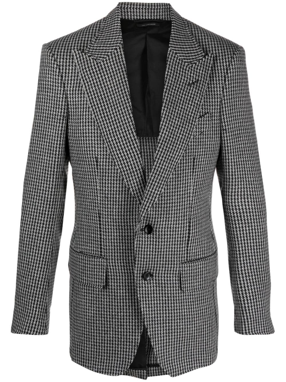 Shop Tom Ford Houndstooth-pattern Single-breasted Blazer In Grey