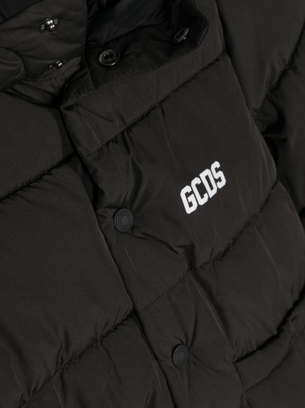 Shop Gcds Logo-print Padded Hooded Jacket In Black