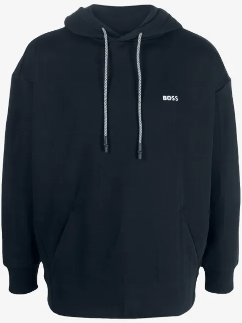 BOSS logo-embroidered drawstring hoodie