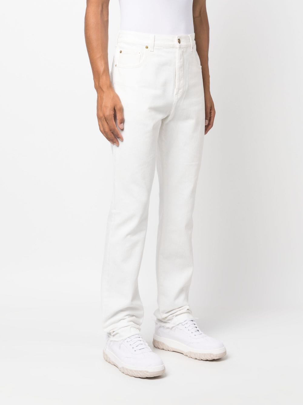 Shop Gucci Logo-patch Raw-cut Jeans In White