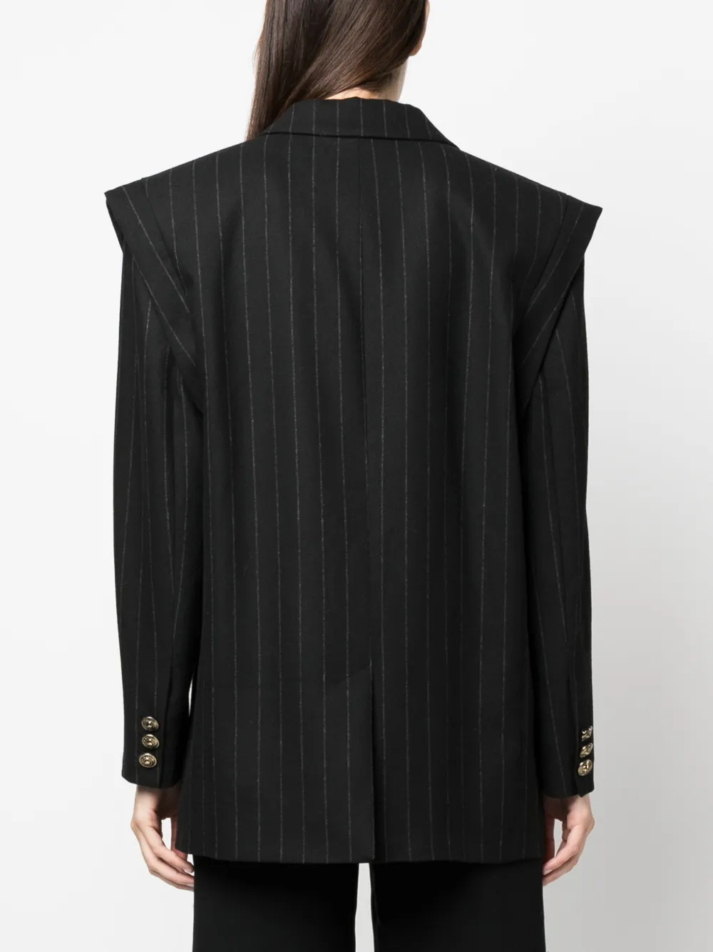 Versace Jeans Couture Pinstriped Double-breasted Tailored Blazer In Black