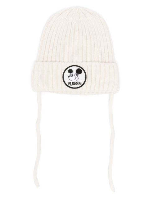 Mini Rodini ribbed-knit logo-patch beanie