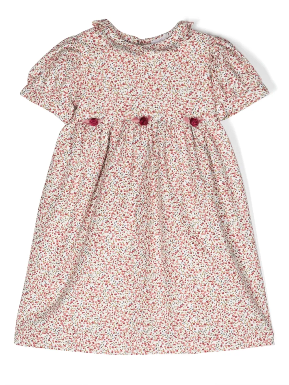 Mariella Ferrari Babies' Floral-print Bow-detailing Dress In Pink