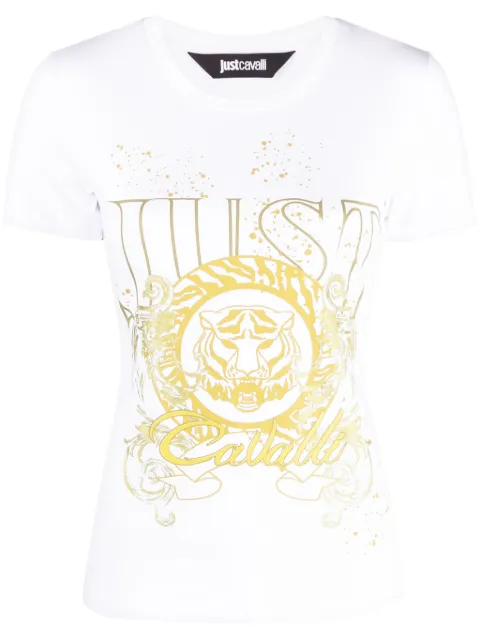 Just Cavalli Tiger Head-motif cotton T-shirt