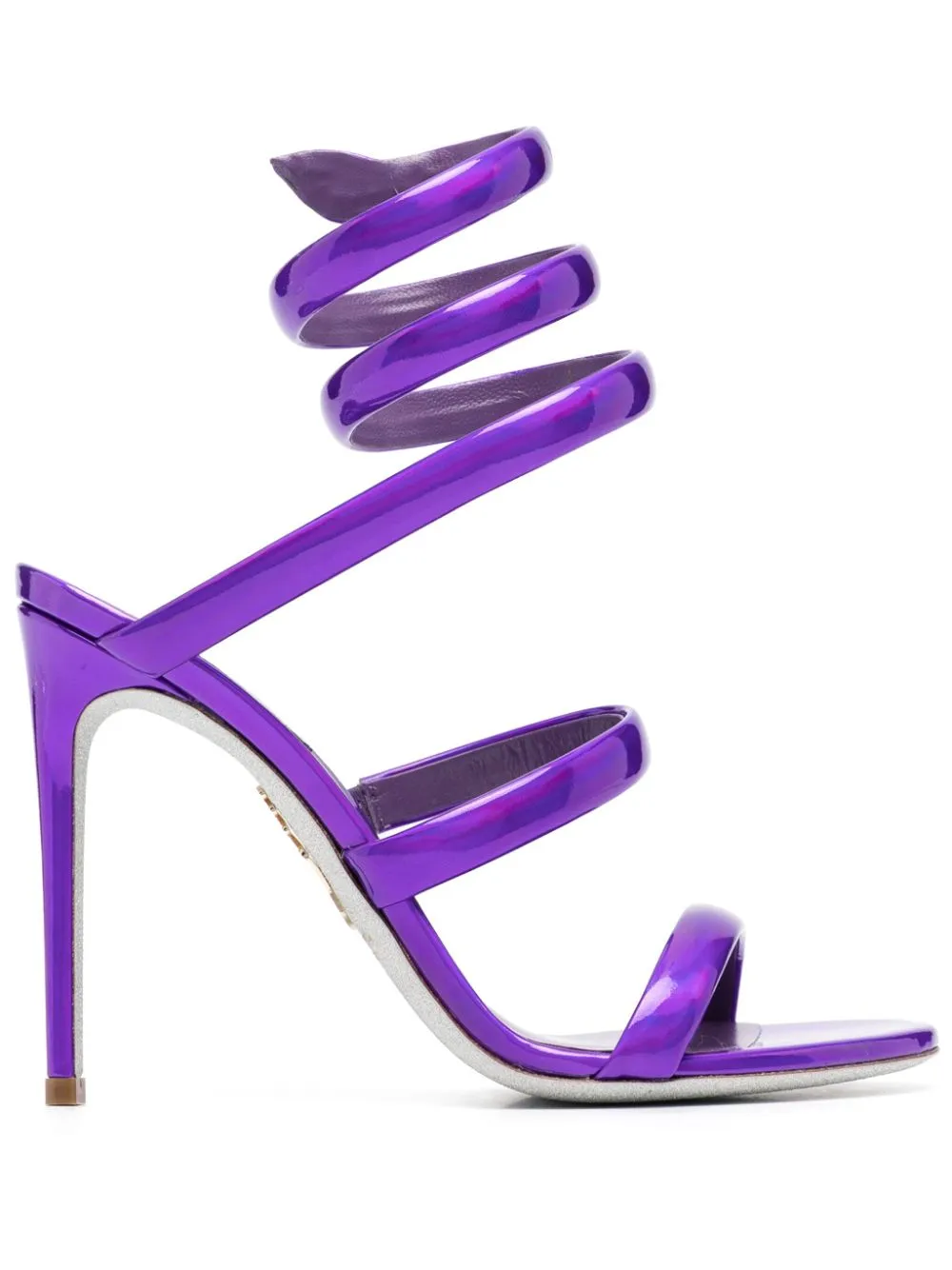 René Caovilla Cleo 110mm Metallic-finish Sandals In 7039 Violet Specchio