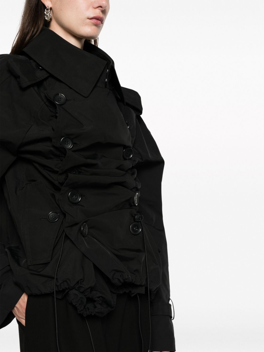 Shop Junya Watanabe Ruched Padded Jacket In Black