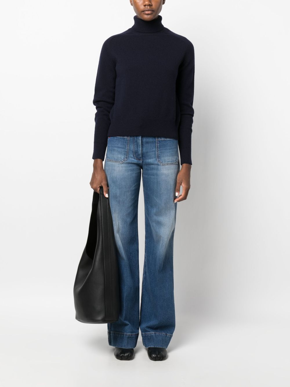 Victoria Beckham fine-knit roll-neck jumper - Blauw