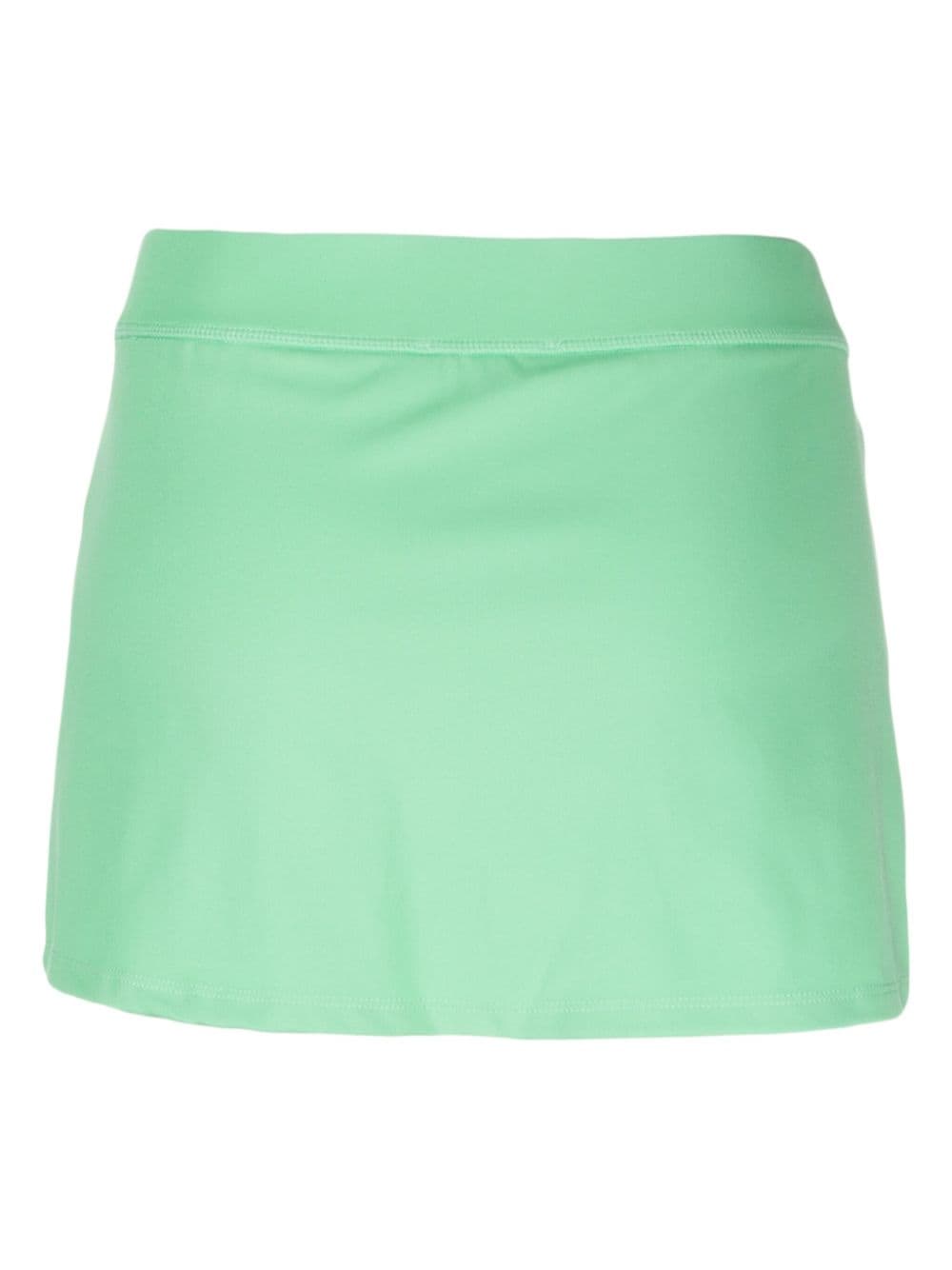 Shop Sporty And Rich Logo-print Elasticated-waistband Miniskirt In Green