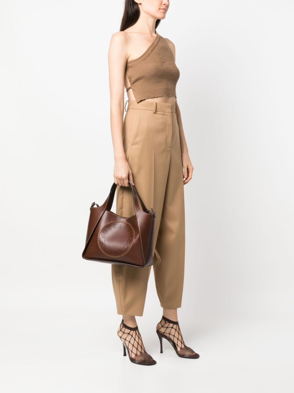 Stella McCartney MyEA shopper met geperforeerd logo - Bruin