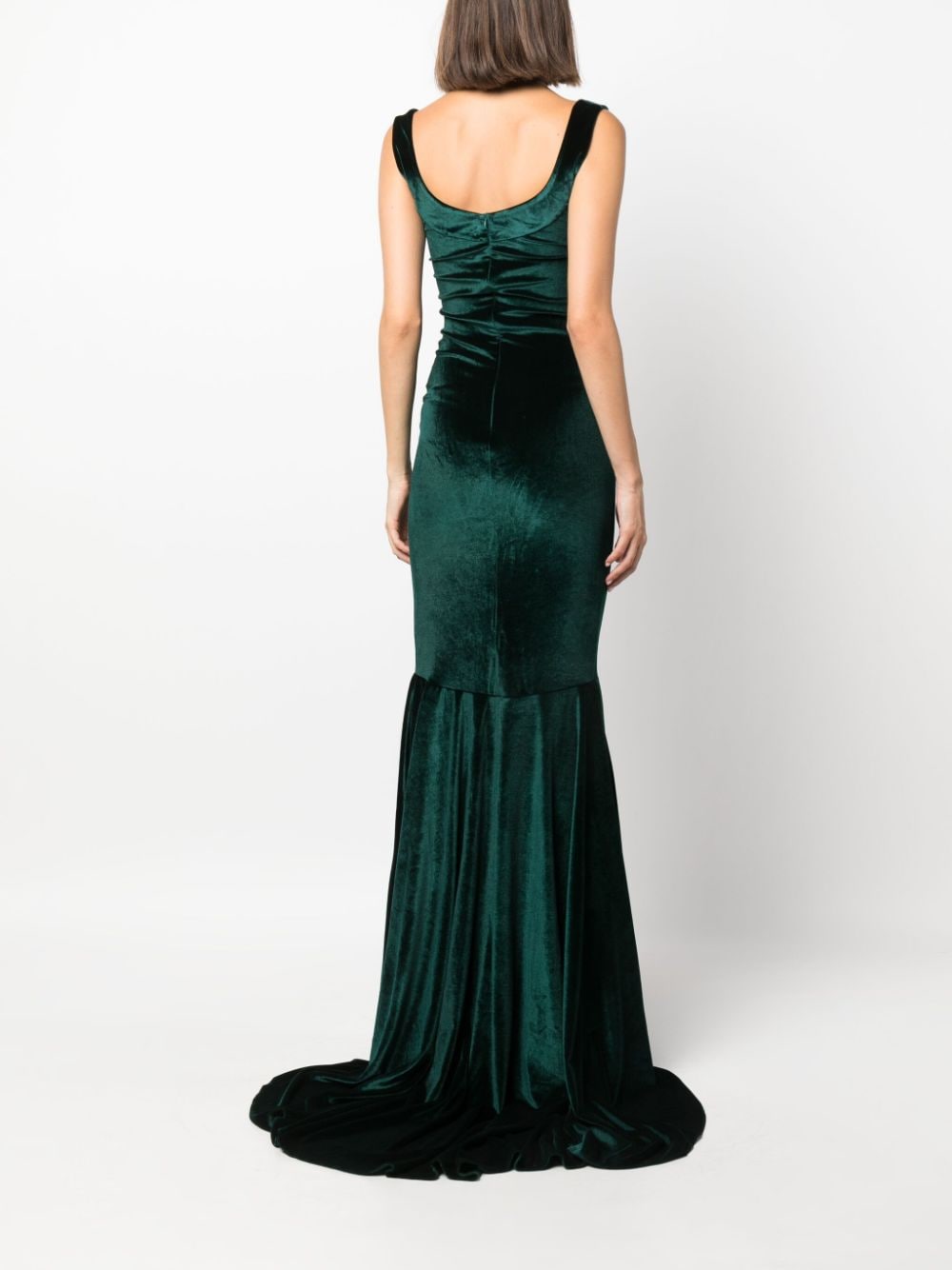 Shop Atu Body Couture Velour Sleeveless Maxi Dress In Green