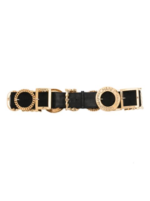 HOT SALE CHANEL 1990s buckle-decorated elasticated belt Women