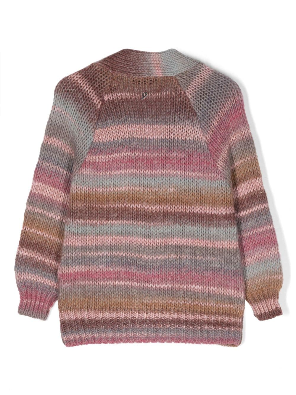 Shop Dondup Striped Knitted Cardigan In Pink