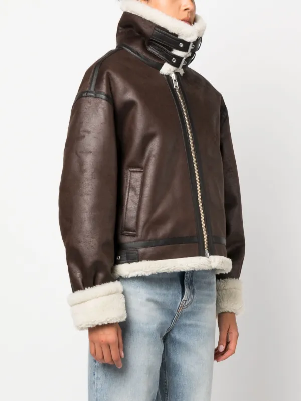 Shearling zip shop up jacket