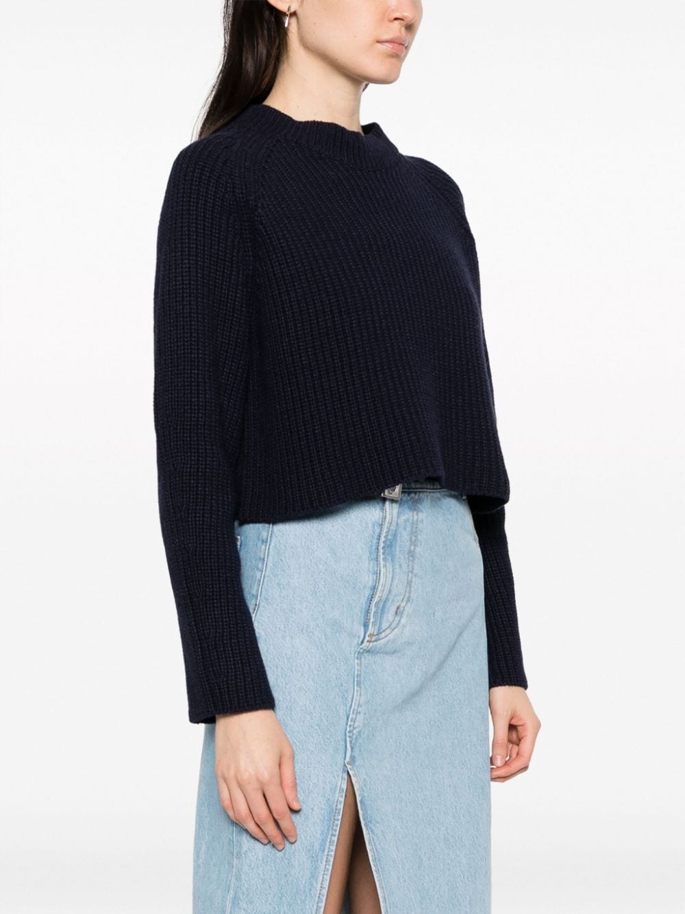 Shop Société Anonyme Emma Ribbed-knit Cropped Jumper In Blue