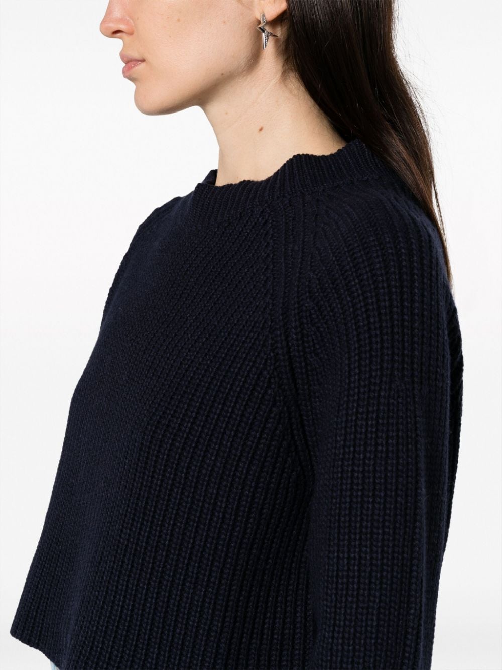 Shop Société Anonyme Emma Ribbed-knit Cropped Jumper In Blue