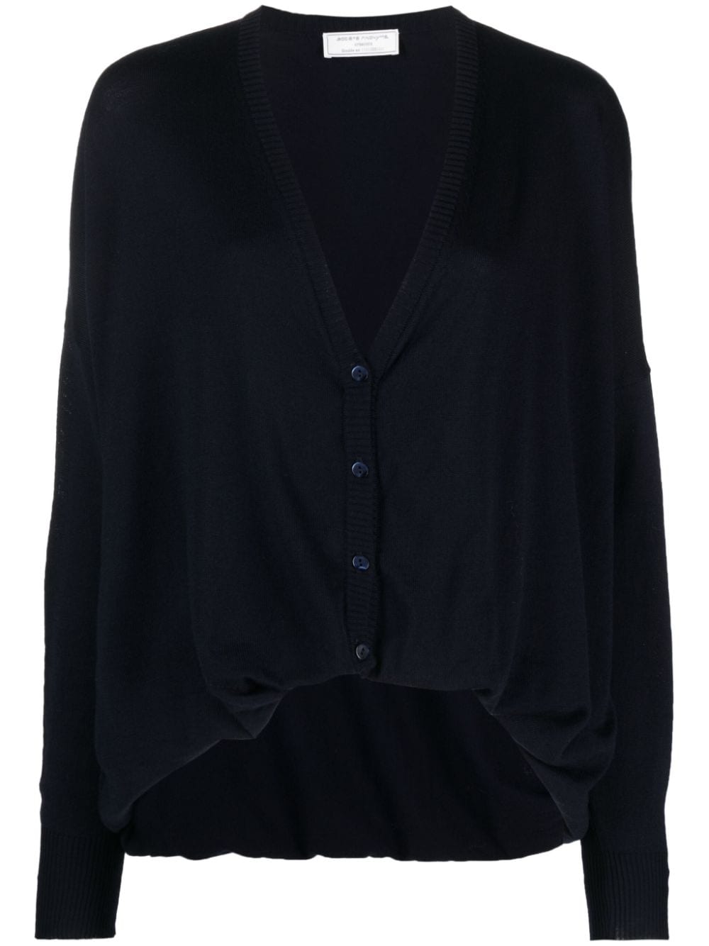 SOCIÉTÉ ANONYME GATHERED-HEM VIRGIN-WOOL CARDIGAN