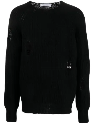 Societe Anonyme ripped detailing waffle knit Jumper Black FARFETCH