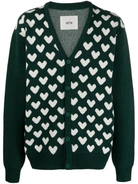 Arte Antwerp cárdigan con motivo de corazón y cuello en V 