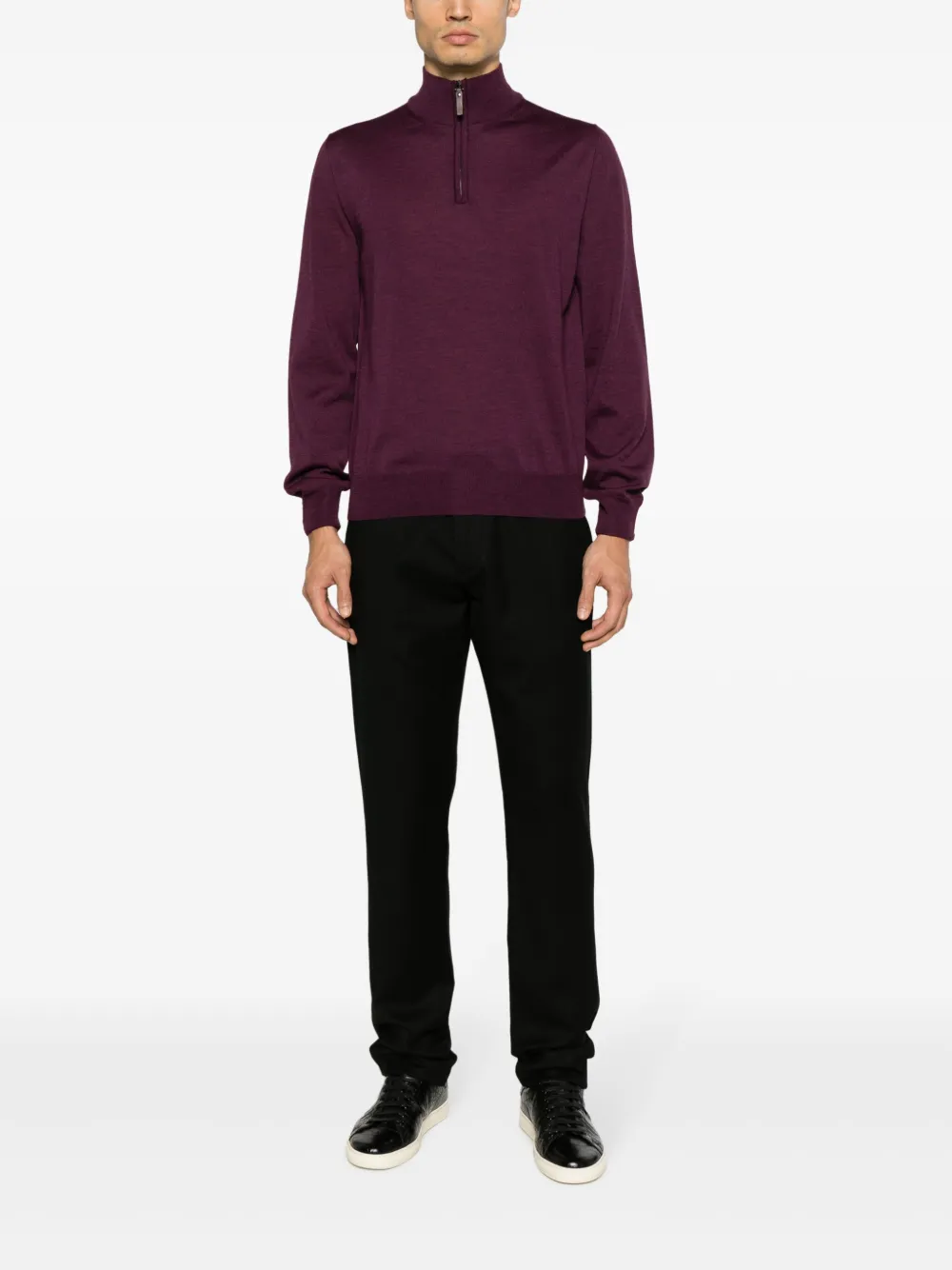 Canali zip-up merino wool jumper - Paars
