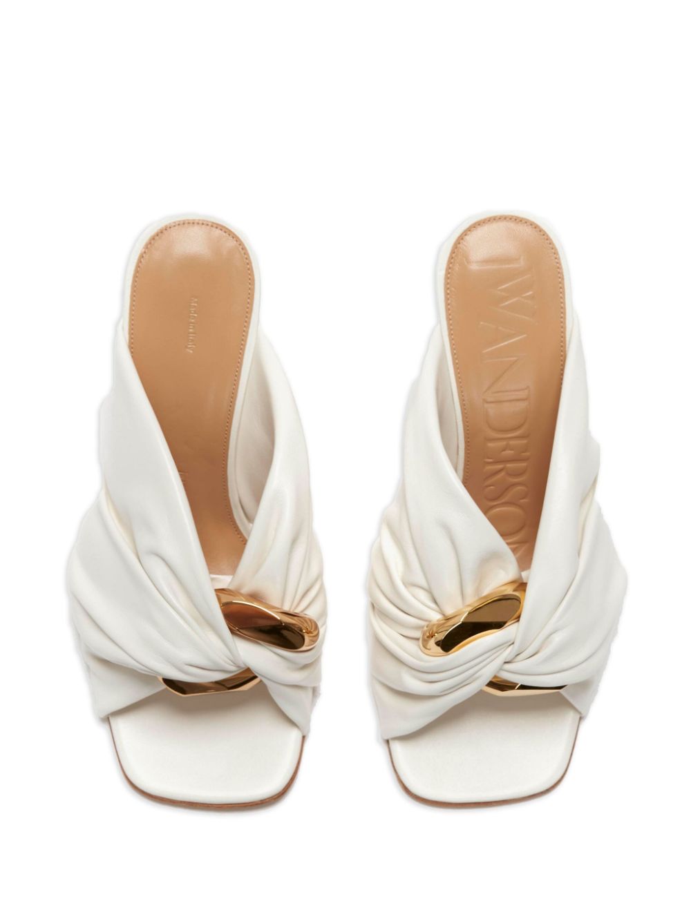 Shop Jw Anderson Corner Gathered Leather Mules In Weiss