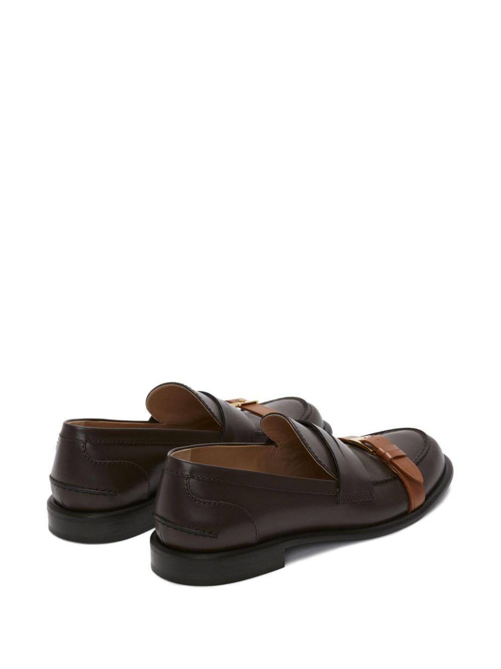 Shop Jw Anderson Strap-detail Leather Loafers In Brown
