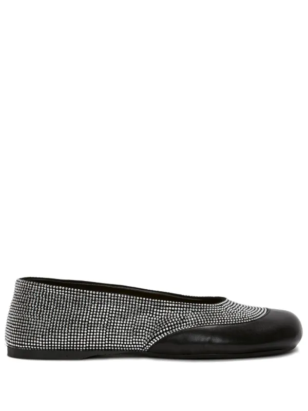 JW Anderson JMアンダーソン　ラインストーンフラットシューズ 36 JW Anderson ビジュートリム フラットシューズ | ブラック | FARFETCH JP
