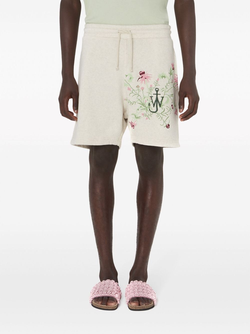 Shop Jw Anderson X Pol Anglada Embroidered Shorts In Neutrals