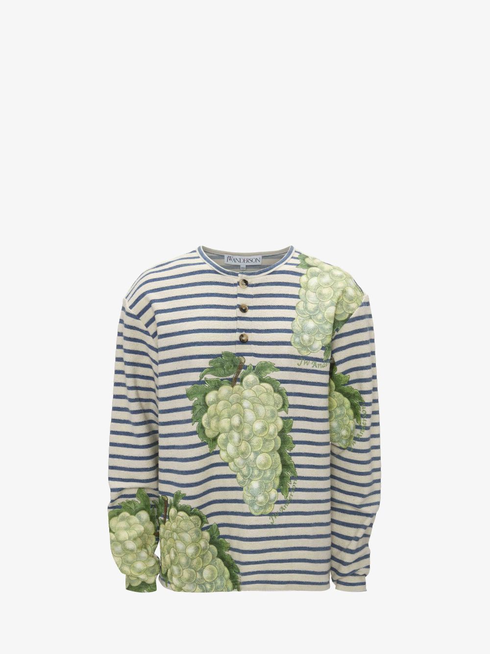 Jw Anderson Henley Top With Grape Motif In Neutrals