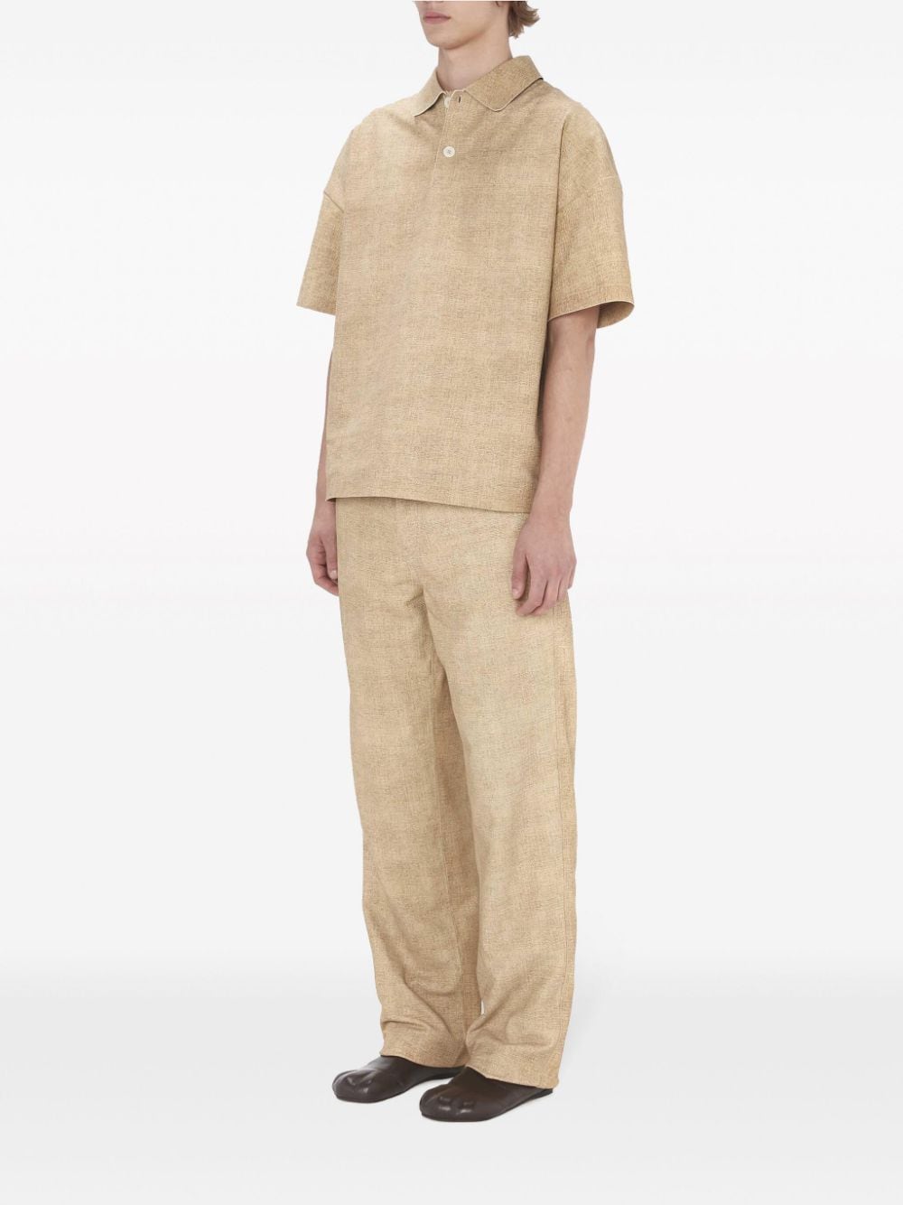 Shop Jw Anderson Leather Straight-leg Trousers In Neutrals