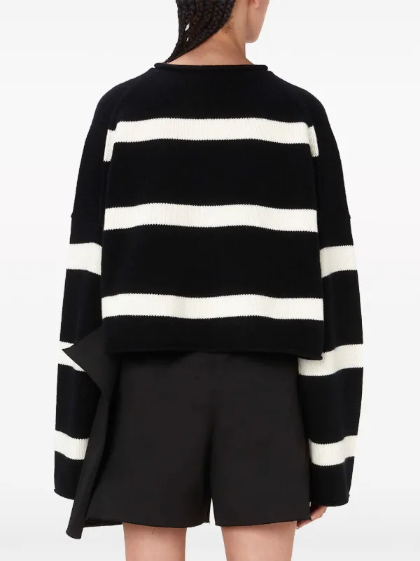 JW Anderson logo embroidered Striped Jumper Black FARFETCH AU