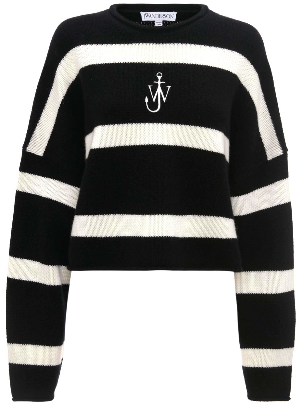 JW Anderson logo-embroidered striped jumper – Black