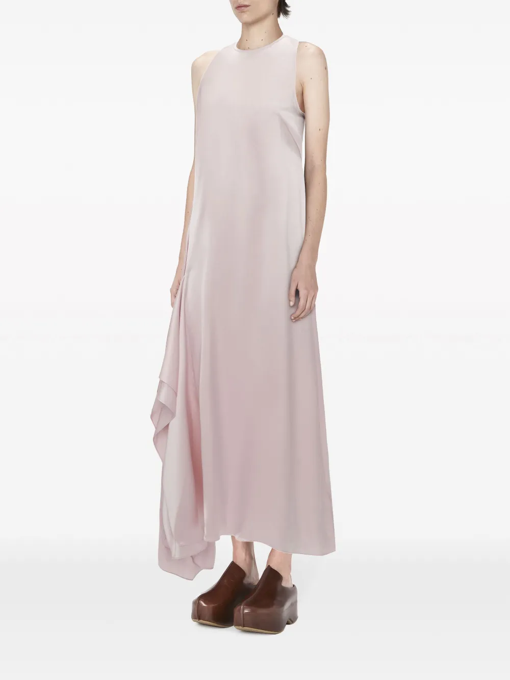 Shop Jw Anderson Sleeveless Draped Midi Dress In Rosa