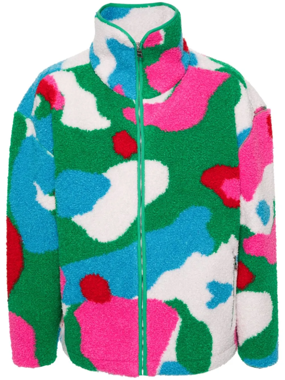 Shop Jw Anderson Graphic Fleece Jacket In Pink/multi