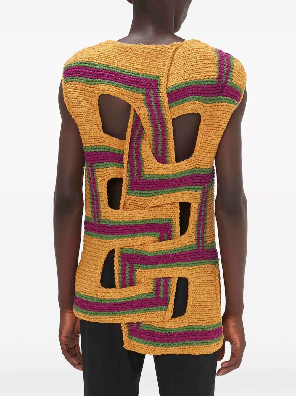 Shop Jw Anderson Layered Striped Wool Vest In Yellow