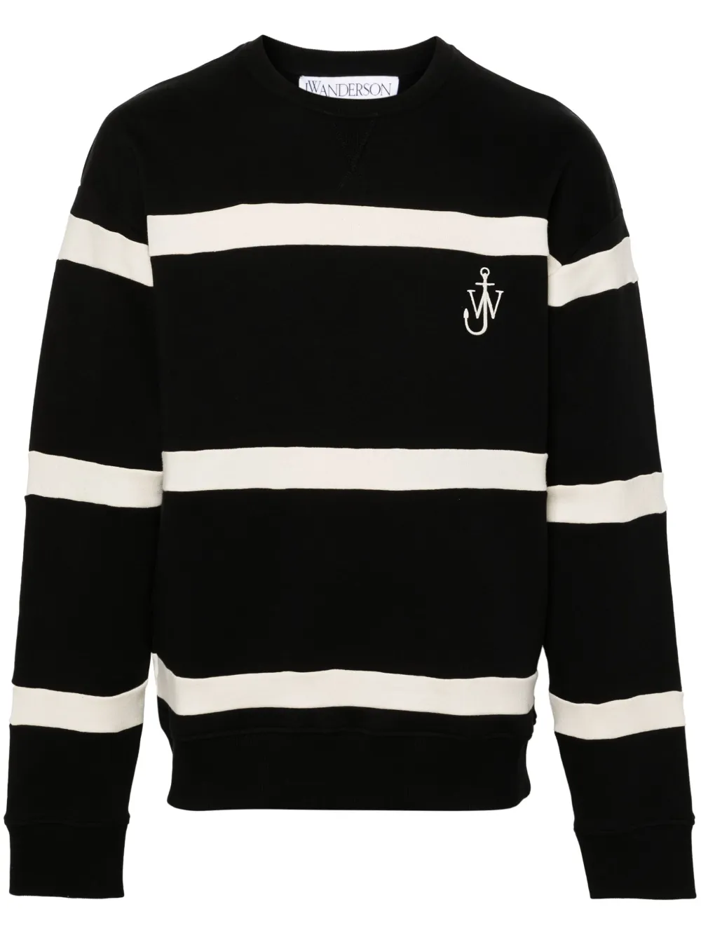 JW Anderson Gestreepte sweater met geborduurd logo Zwart