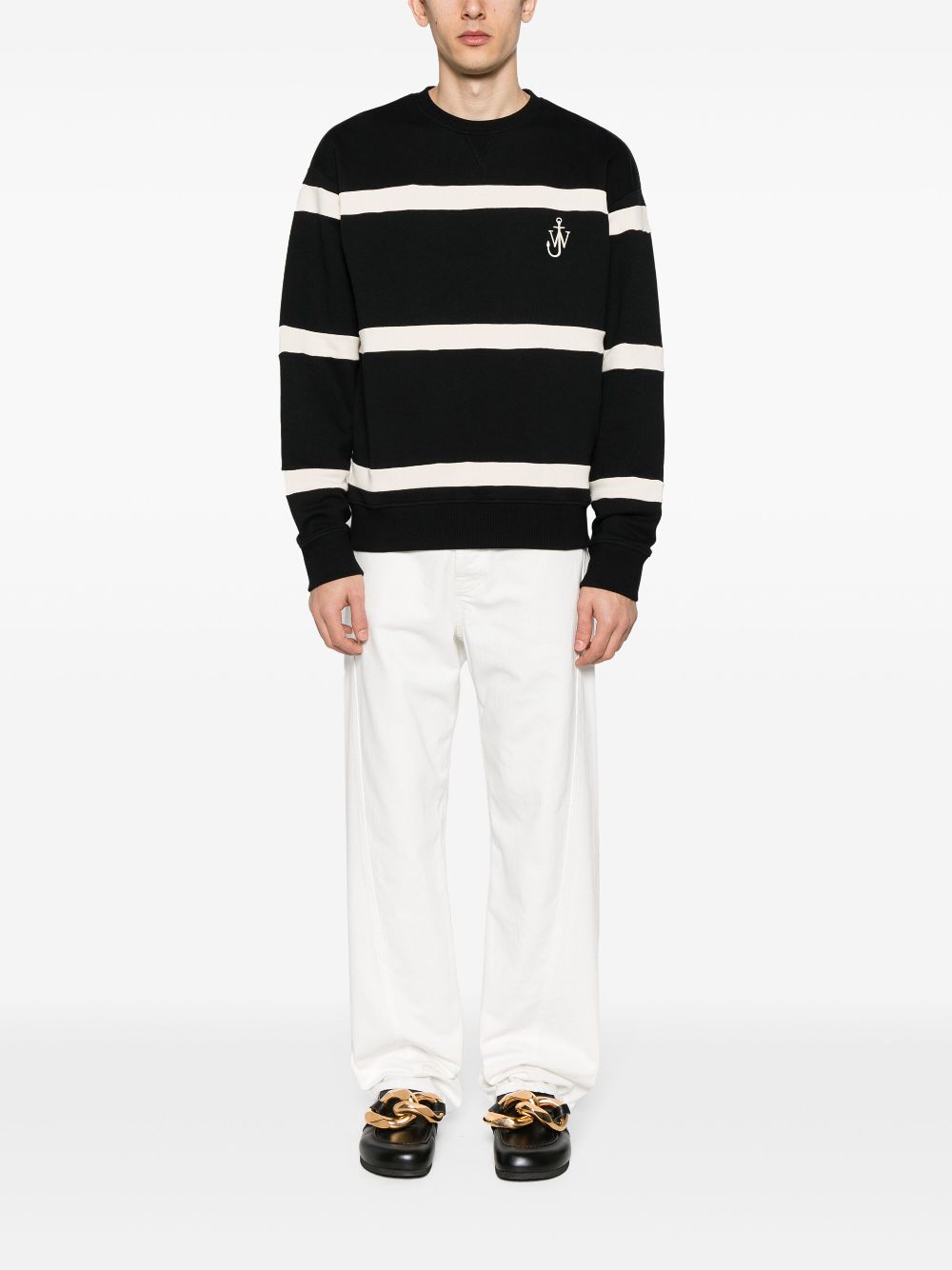 JW Anderson logo-embroidered striped sweatshirt - Black