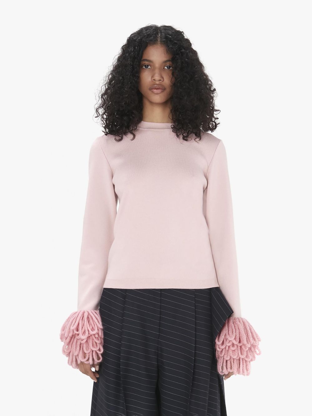 Shop Jw Anderson Fringe Cuff Top In Pink