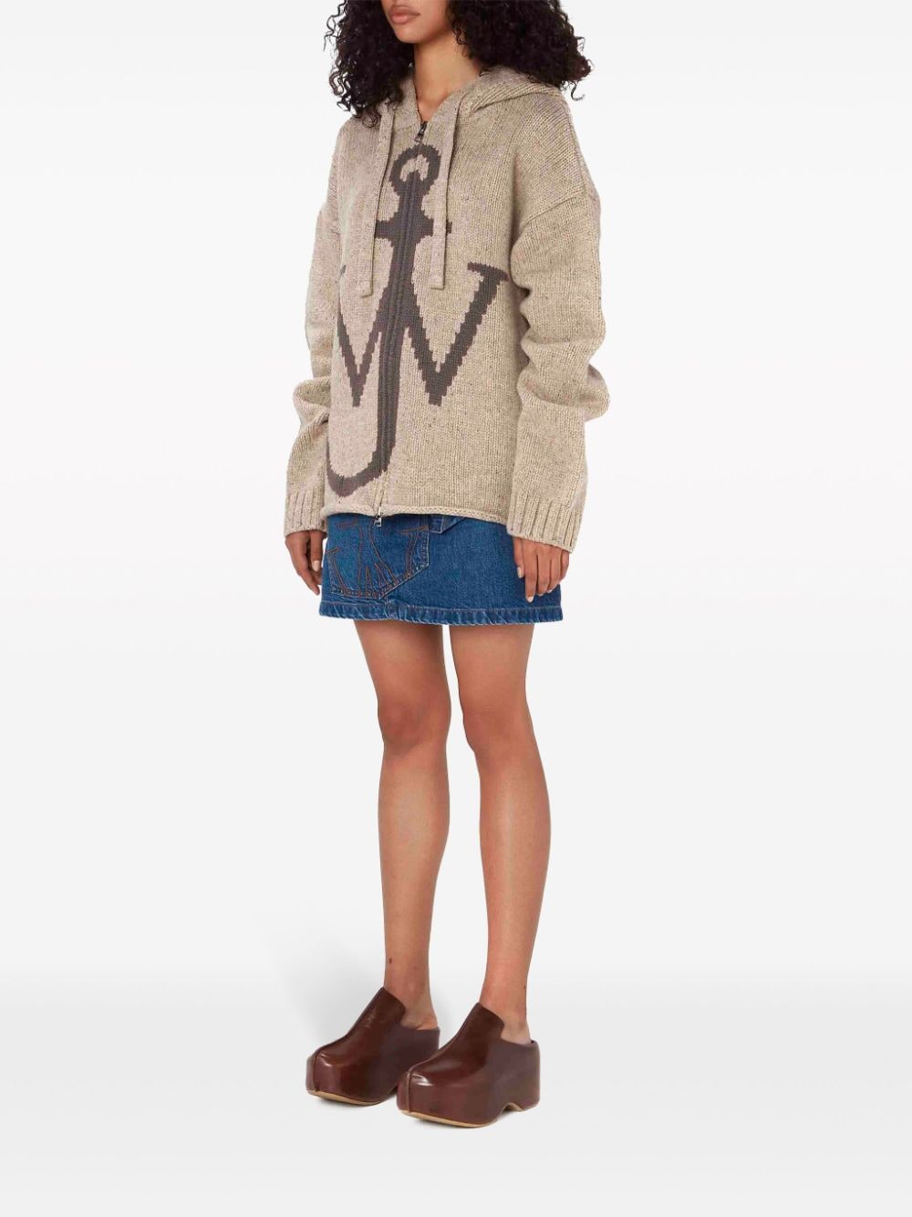 Image 2 of JW Anderson intarsia-knit hooded cardigan