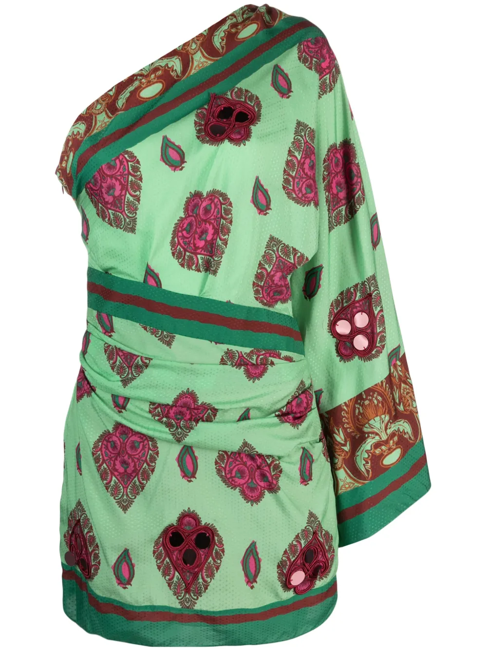 Johanna Ortiz Navasatri Asymmetric Mini Dress In Green