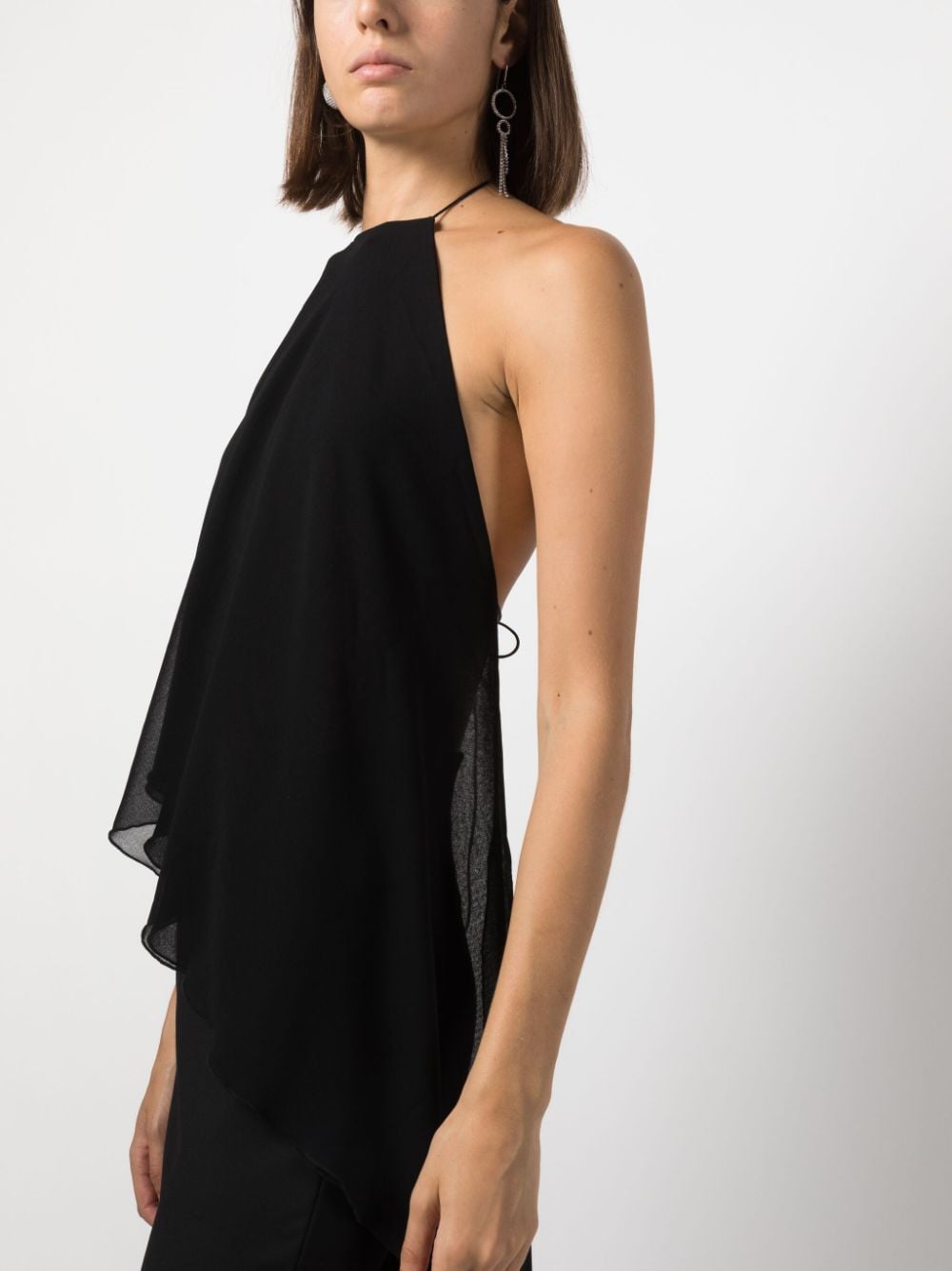 Shop Atu Body Couture Draped-detail Open-back Blouse In Black