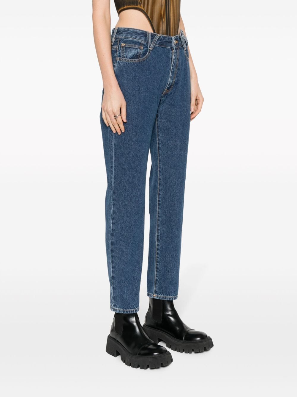 Shop Vivienne Westwood Monogram-print Tapered Jeans In Blue