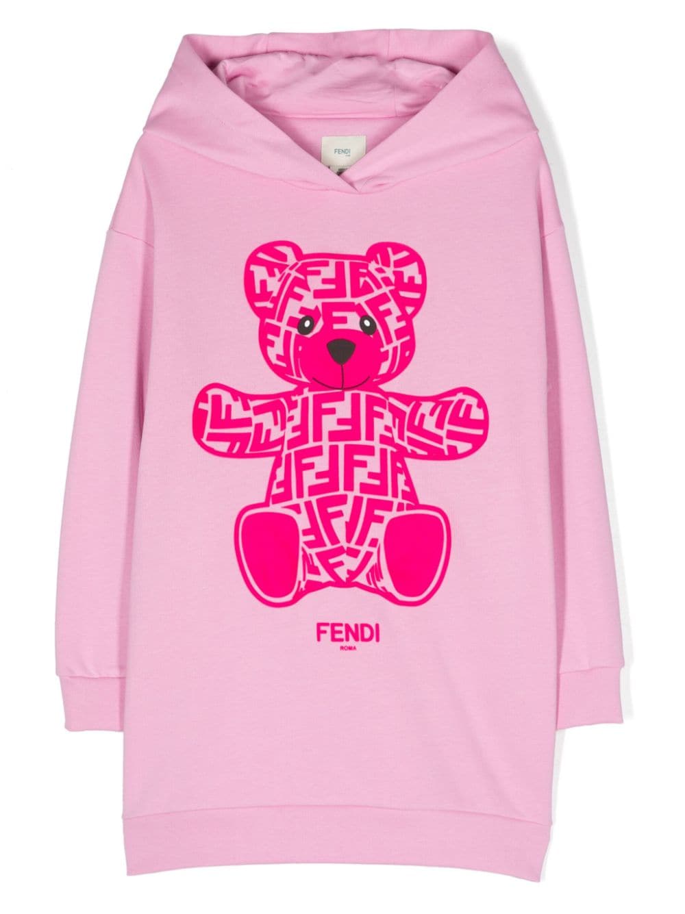 Fendi Kids' Teddy Bear-print Cotton Dress In Pink