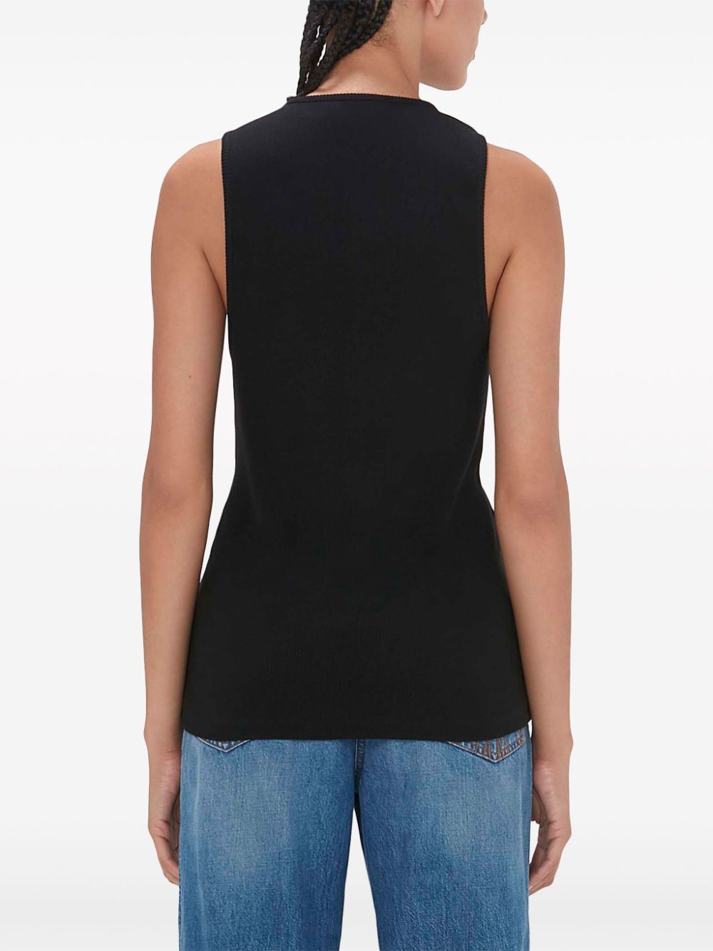 Shop Jw Anderson Logo-embroidered Ribbed-knit Top In Black