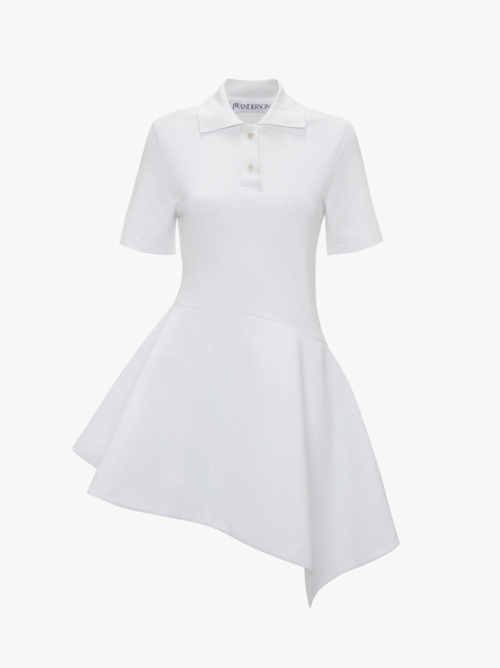 Shop Jw Anderson Short Sleeve Asymmetric Polo Dress In White