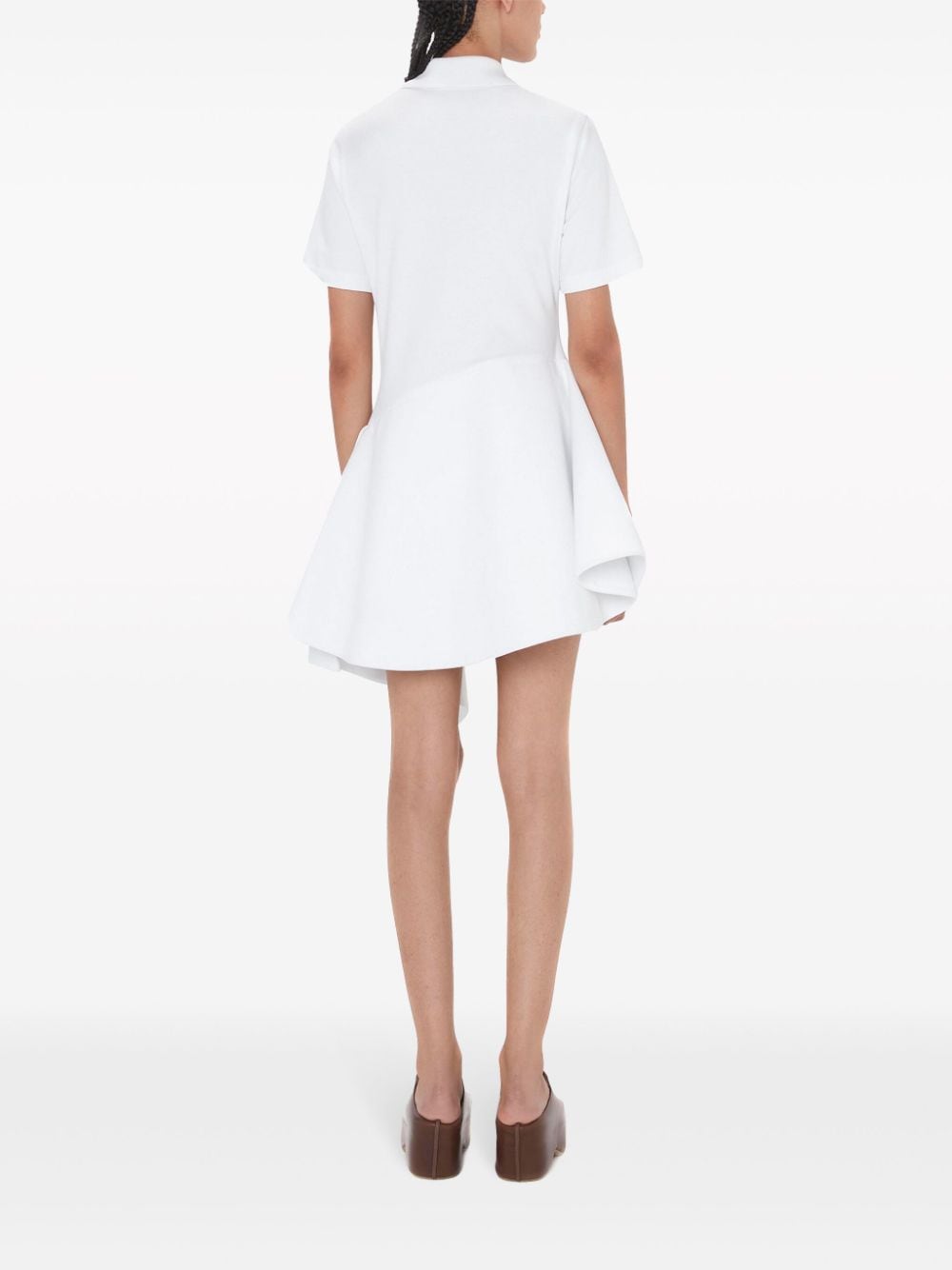 Shop Jw Anderson Polo-collar Cotton Asymmetric Dress In Weiss