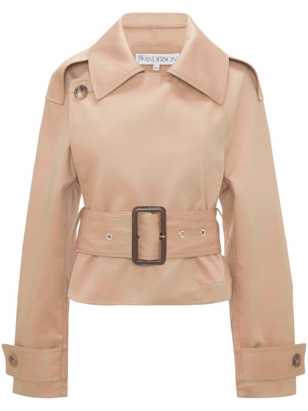 Shop Jw Anderson Cropped Cotton Trench Jacket In Neutrals