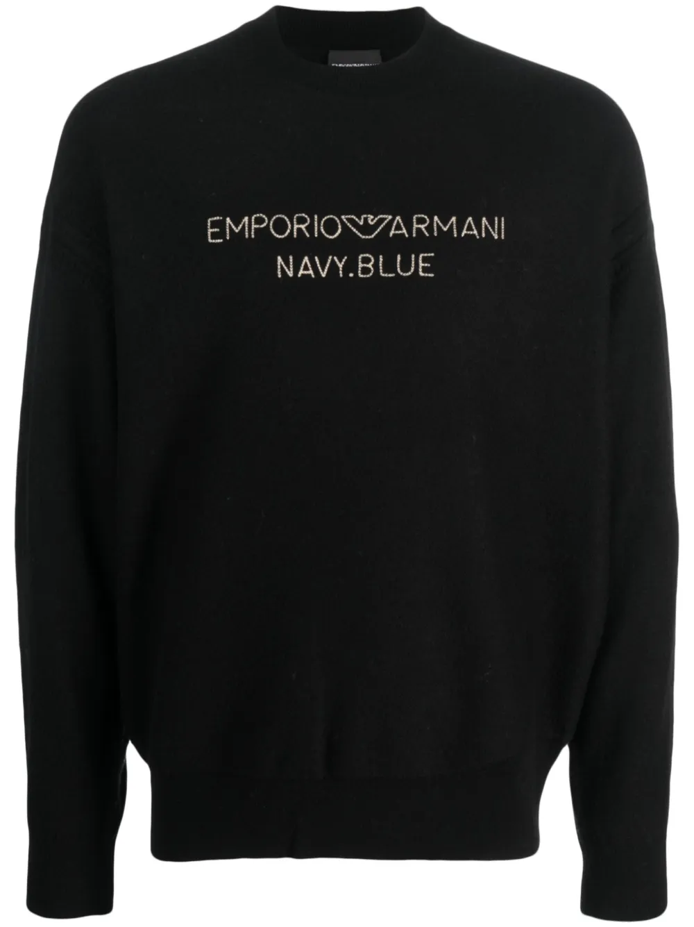 Emporio Armani Trui met geborduurd logo Zwart