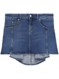 Alexander McQueen high-low denim mini skirt - Blue